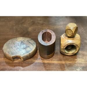 Vintage Teak Wooden Nut Cracker, Salt Cellar & Cheeseboard (no Knife)